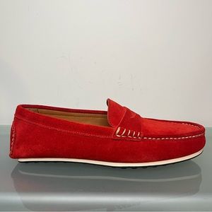 New Allen Edmonds Casual Driver Turner Red Suede Penny Loafer Mens 9.5 D Width